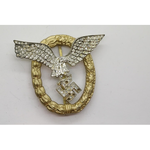 3348 - German WWII type stone set Luftwaffe Pilot's badge, some stones missing. P&P Group 1 (£14+VAT for th... 