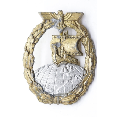 3372 - German WWII type High Seas Raider badge. P&P Group 1 (£14+VAT for the first lot and £1+VAT for subse... 