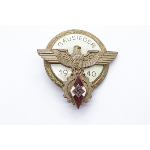 3301 - German WWII type Hitler Youth enamelled Gausieger 1940 badge, marked AS Tham, Gablonz verso. P&P Gro... 