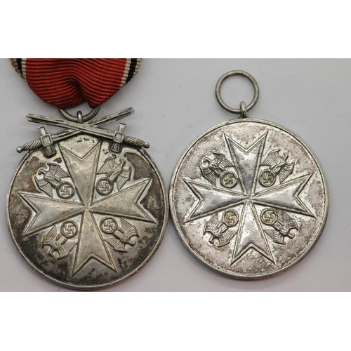 3454 - Two German WWII type Faithful Service medals, one with ribbon. P&P Group 1 (£14+VAT for the first lo... 