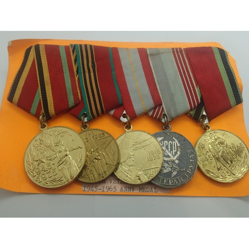 3435 - Russian Soviet medal groups, including Labour Veterans medal, Excellent Service medal, Convoy medals... 