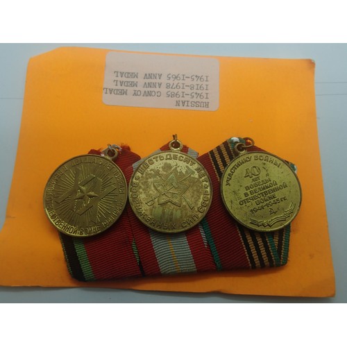 3435 - Russian Soviet medal groups, including Labour Veterans medal, Excellent Service medal, Convoy medals... 