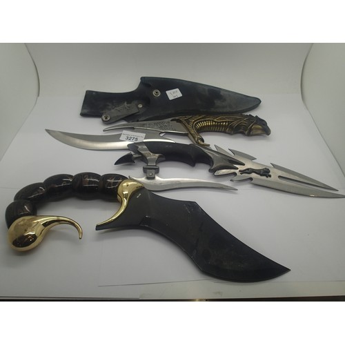 3275 - Three decorative fantasy knives, P&P Group 2 (£18+VAT for the first lot and £3+VAT for subsequent lo... 