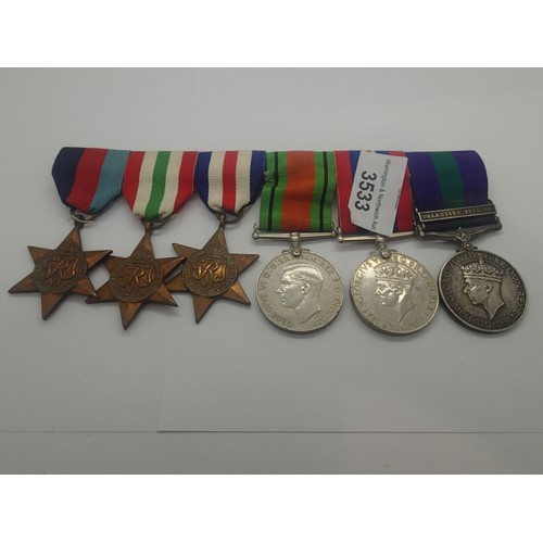 3533 - George V General Service medal with Palestine bar, to 13611 Pte L Gaeelwe APC, with un-named WWII BW... 