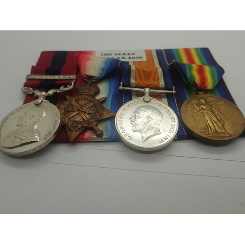 3535 - British WWI DCM medal group, comprising the BWM, Victory medal and 1914-15 star, with the Distinguis... 