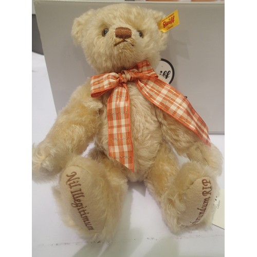 2326 - Steiff (button in ear) jointed soft bear with blonde fur and stitching 'Nil Illegitimimum and Carbor... 