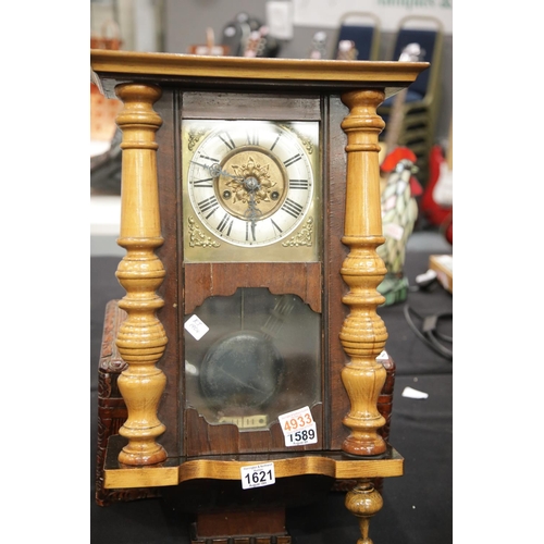 283 - Walnut cased Vienna wall clock. Not available for in-house P&P.