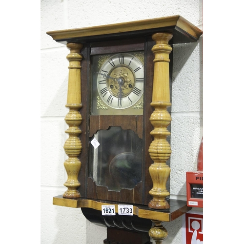 283 - Walnut cased Vienna wall clock. Not available for in-house P&P.