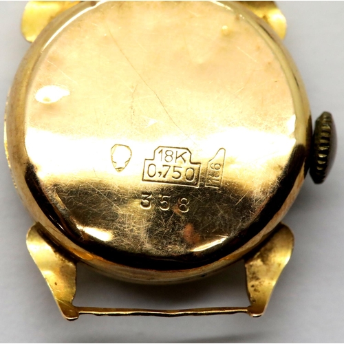 1007 - 18ct gold Caresa wristwatch watch head, 7.8g, D: 20 mm. P&P Group 1 (£14+VAT for the first lot and £... 