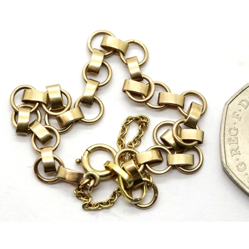 1035 - Ladies gold plated link bracelet, 5.6g. P&P Group 1 (£14+VAT for the first lot and £1+VAT for subseq... 