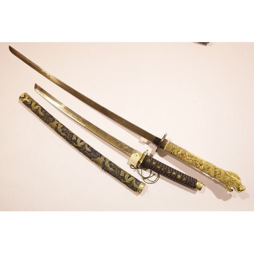 3264 - Two reproduction Japanese type swords. Not available for in-house P&P