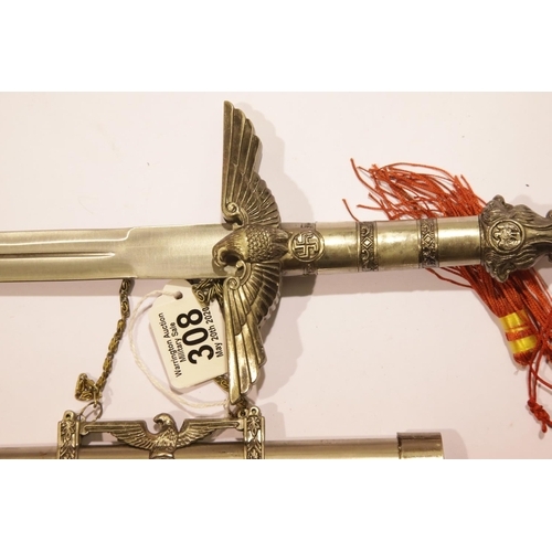 3268 - Fancy dagger with eagle and swastika decoration, blade L: 40 cm. P&P Group 2 (£18+VAT for the first ... 