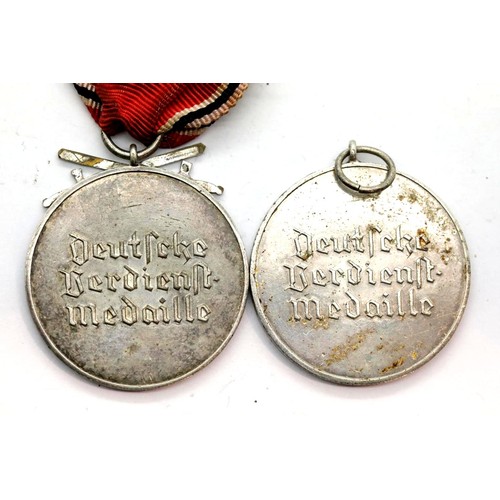 3454 - Two German WWII type Faithful Service medals, one with ribbon. P&P Group 1 (£14+VAT for the first lo... 