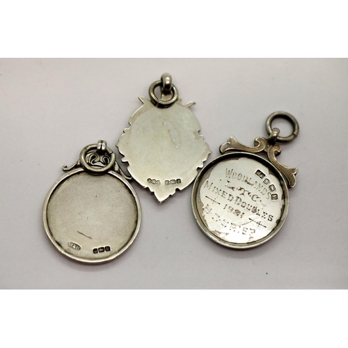 1053 - Three hallmarked silver fobs, 25g. P&P Group 1 (£14+VAT for the first lot and £1+VAT for subsequent ... 