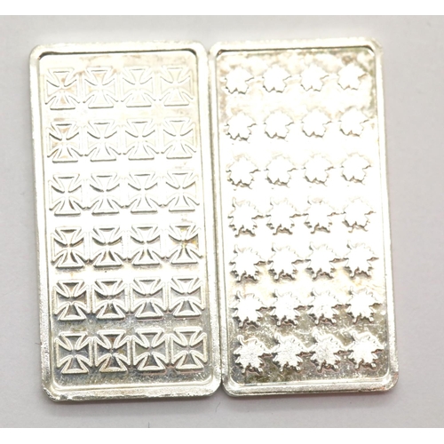 1268 - Two fine silver 5g bars, German and Canada. P&P Group 1 (£14+VAT for the first lot and £1+VAT for su... 