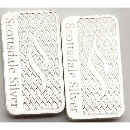 1270 - Two Scottsdale pure silver 5g bars. P&P Group 1 (£14+VAT for the first lot and £1+VAT for subsequent... 