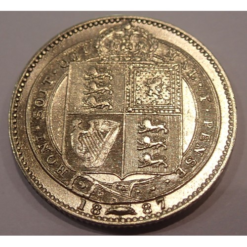 1243 - Silver Shilling of Queen Victoria - 1887 - JEB in exergue. P&P Group 1 (£14+VAT for the first lot an... 