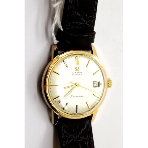 1067 - Vintage Omega Automatic Seamaster gents wristwatch c1966, gold plated with silver dial. P&P Group 1 ... 