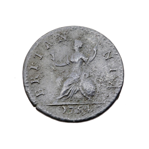 1234 - 1754 - Copper Farthing of King George II. P&P Group 1 (£14+VAT for the first lot and £1+VAT for subs... 