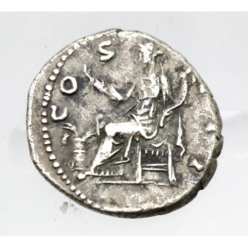 1280 - Roman Silver Denarius of Emperor Hadrian - COS III reverse. P&P Group 1 (£14+VAT for the first lot a... 