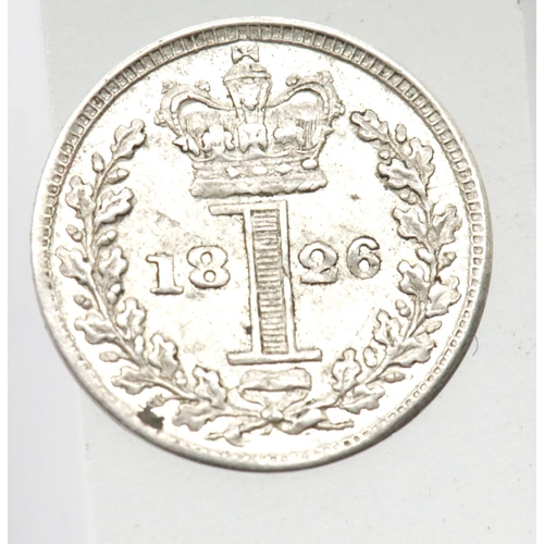 1288 - 1826 - Silver Maundy Penny of King George IV - Uncirculated. P&P Group 1 (£14+VAT for the first lot ... 