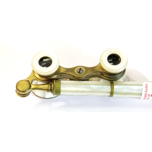 1311 - Antique mother of pearl opera glasses, c1900 by H Hughes & Son London. P&P Group 1 (£14+VAT for the ... 