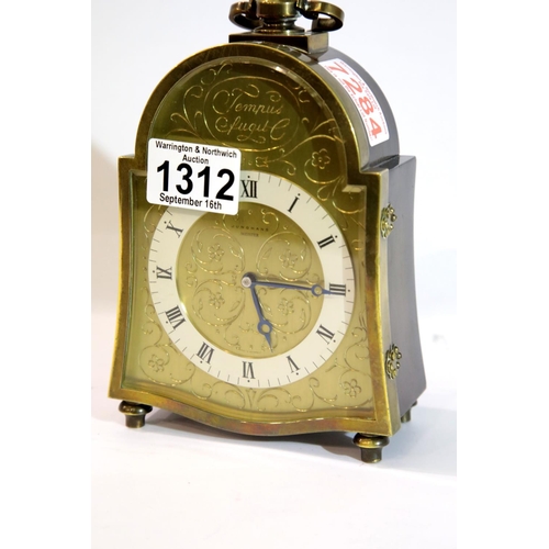 1312 - Junghans Meister brass and walnut mantel clock. P&P Group 3 (£25+VAT for the first lot and £5+VAT fo... 