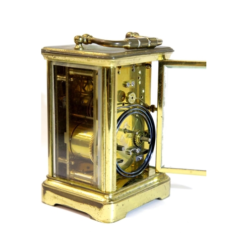 1315 - Cased large carriage clock in carry case by Thomas Russell and Son of Liverpool. P&P Group 3 (£25+VA... 