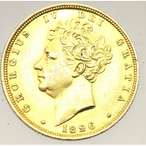 1215 - George IV c1826 shield back sovereign in good condition. P&P Group 1 (£14+VAT for the first lot and ... 