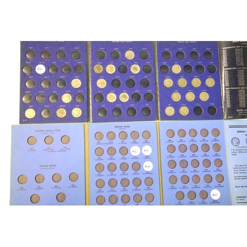 1226 - Whitman Indian Years cents folder (empty) and a similar buffalo nickels folder with twenty two coins... 