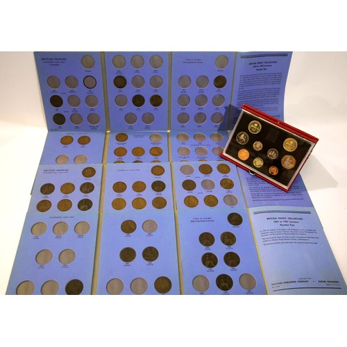 1227 - Four Whitman cases of pennies (incomplete) and a 1989 proof UK coin set. P&P Group 1 (£14+VAT for th... 