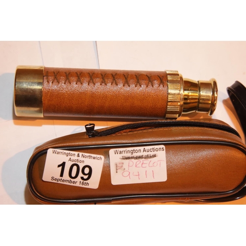 109 - Small two draw telescope in case. P&P Group 1 (£14+VAT for the first lot and £1+VAT for subsequent l... 