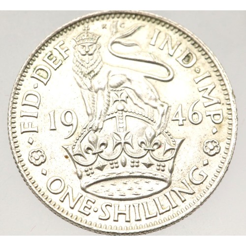 1266 - 1946 Silver Shilling of King George VI - English Variant. P&P Group 1 (£14+VAT for the first lot and... 