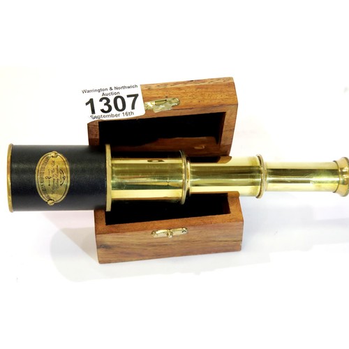 1307 - Boxed brass Victorian type Marine telescope, L: 21 cm extended. P&P Group 2 (£18+VAT for the first l... 