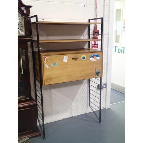 1766 - Vintage Ladderax by Staples unit of fitted bureau and two shelves. Not available for in-house P&P.