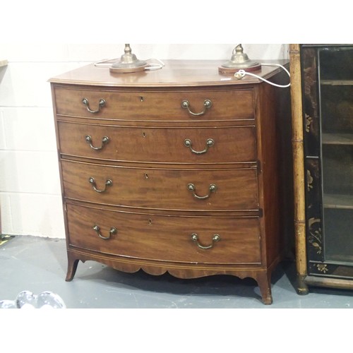 1769 - Late 19thC early / early 20thC walnut bow front chest of four graduated drawers. Not available for i... 