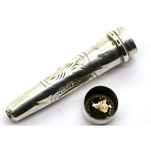 1042 - Silver cheroot holder, Birmingham assay, L: 2.5 cm. P&P Group 1 (£14+VAT for the first lot and £1+VA... 