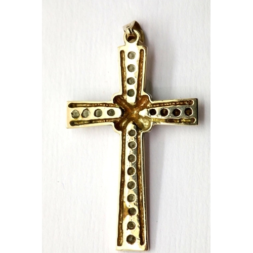 1029 - 9ct gold diamond set cross, L: 4 cm, 3.4g. P&P Group 1 (£14+VAT for the first lot and £1+VAT for sub... 