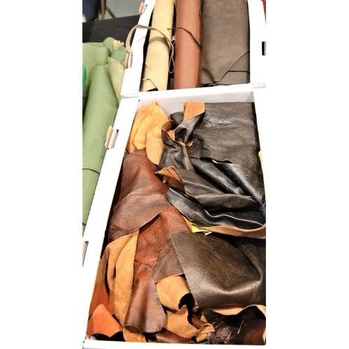 3233 - Two boxes of brown leather pieces. P&P Group 3 (£25+VAT)