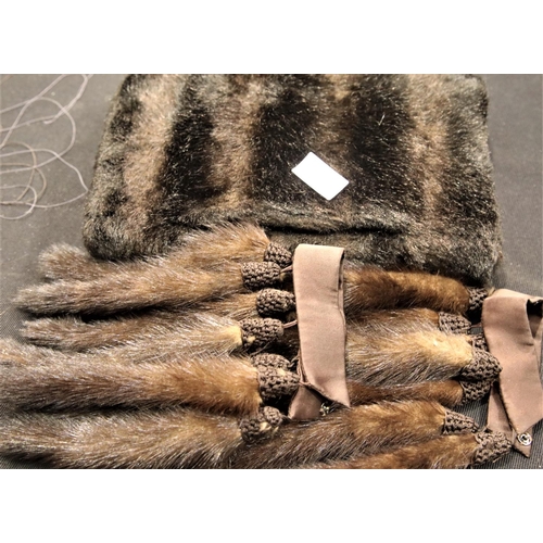 3306 - Fur muff and two mink tail clips. Not available for in-house P&P