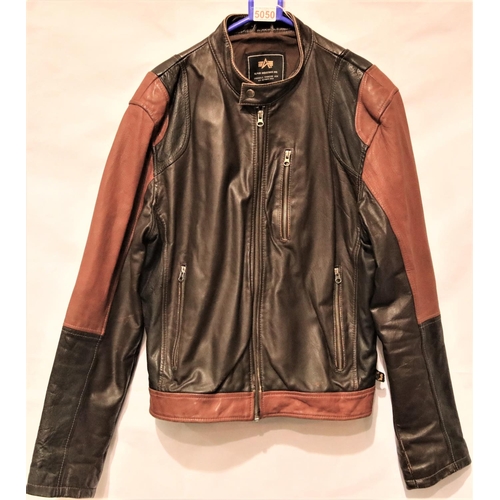 3186 - Alpha Industries medium leather biker jackets in brown colours. P&P Group 3 (£25+VAT)