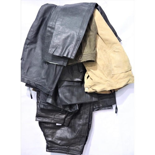 3195 - Six pairs of leather trousers, various sizes. P&P Group 3 (£25+VAT)