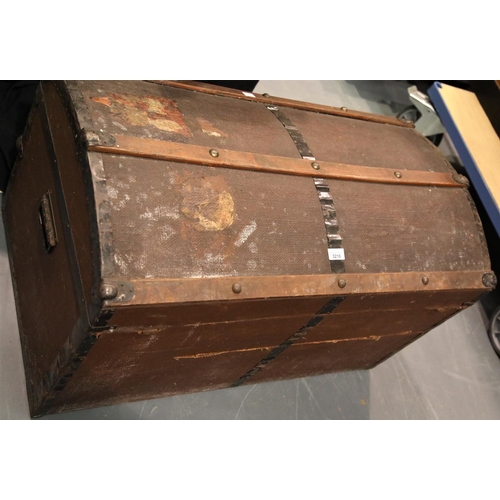 3210 - Wooden steel bound cabin trunk. Not available for in-house P&P