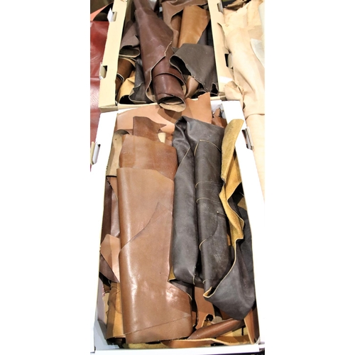 3231 - Two boxes of brown leather pieces. P&P Group 3 (£25+VAT)