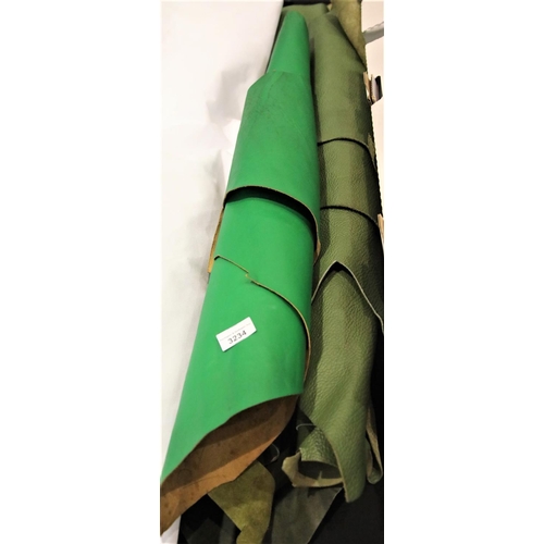 3234 - Quantity of rolled green leather. Not available for in-house P&P