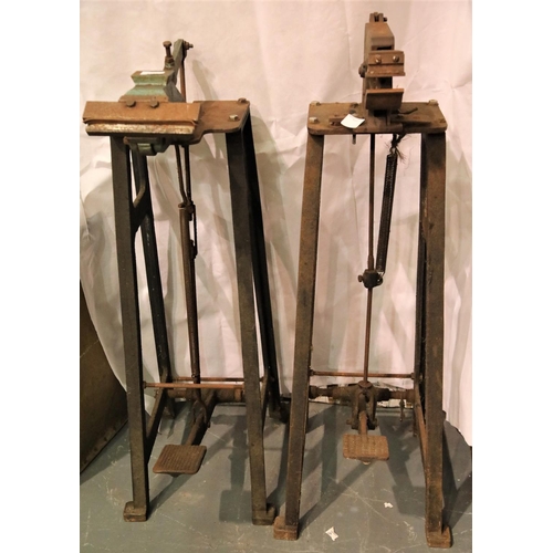 3102 - Two foot operated cast iron leather presses. Not available for in-house P&P