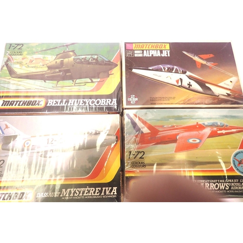 2387 - Four Matchbox 1:712 Airfix kits; Bell Cobra, Dornier Alpha, Gnat and Mystere I.V.A. P&P Group 1 (£14... 