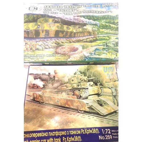 2389 - Two 1:72 Railway Military plastic kits; Tank Carrier and Tank and an armoured train Victory or For T... 