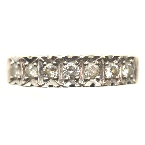 1011 - 9ct gold half eternity ring set with seven diamonds, size Q/R. 3.5g P&P Group 1 (£14+VAT for the fir... 