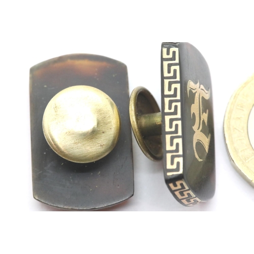 1026 - Tortoiseshell and gold plated cufflinks. P&P Group 1 (£14+VAT for the first lot and £1+VAT for subse... 